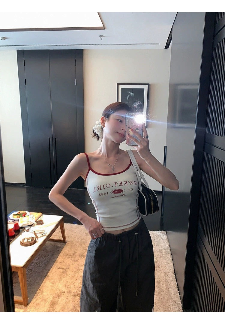 Retro Graphic Built-In Bra Tank Top