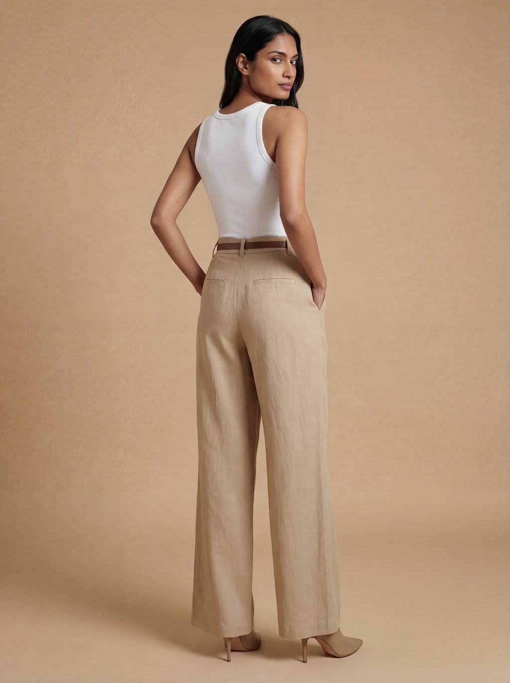 A Old Money Hemp Flow Pants with Korean Belt