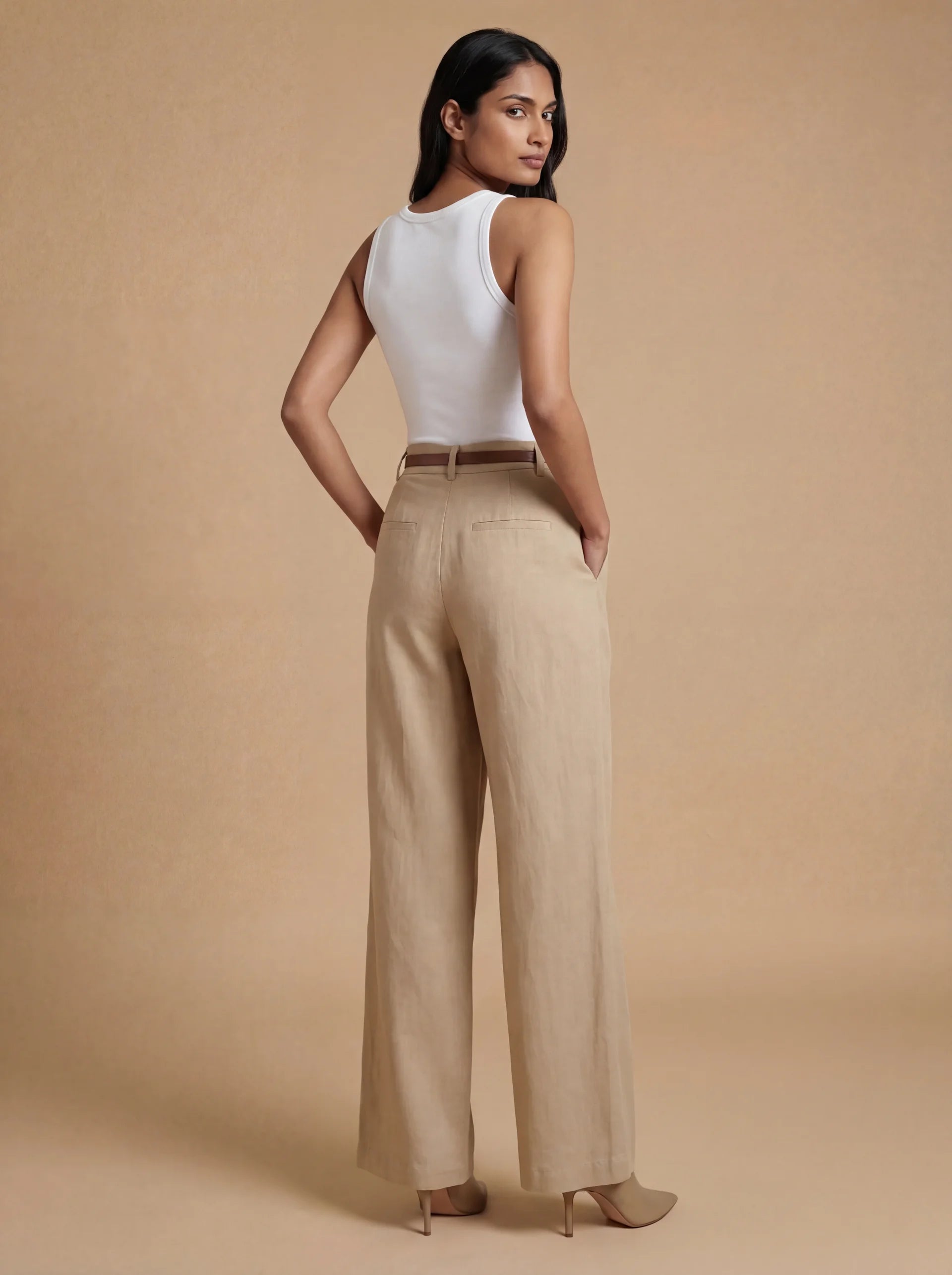 A Old Money Hemp Flow Pants with Korean Belt