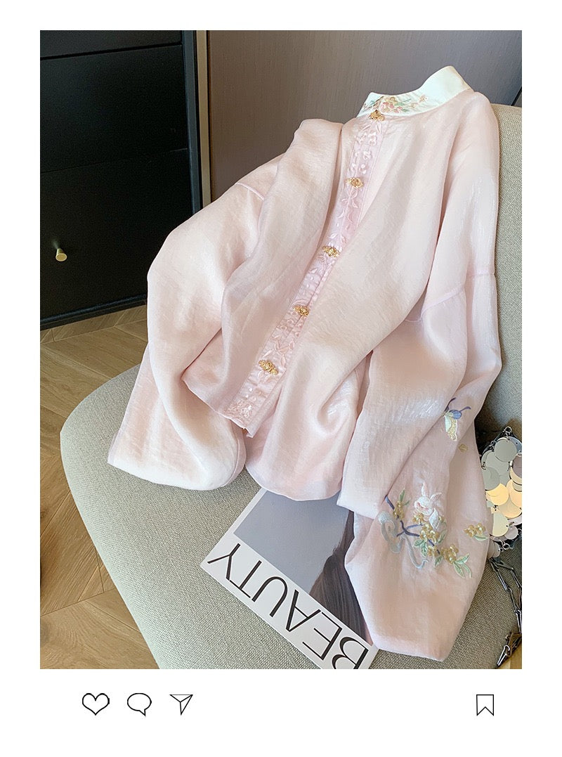 Korean-Inspired Handcrafted Embroidered Shirt
Rabbit Series • Elegant Collar • Statement Buttons