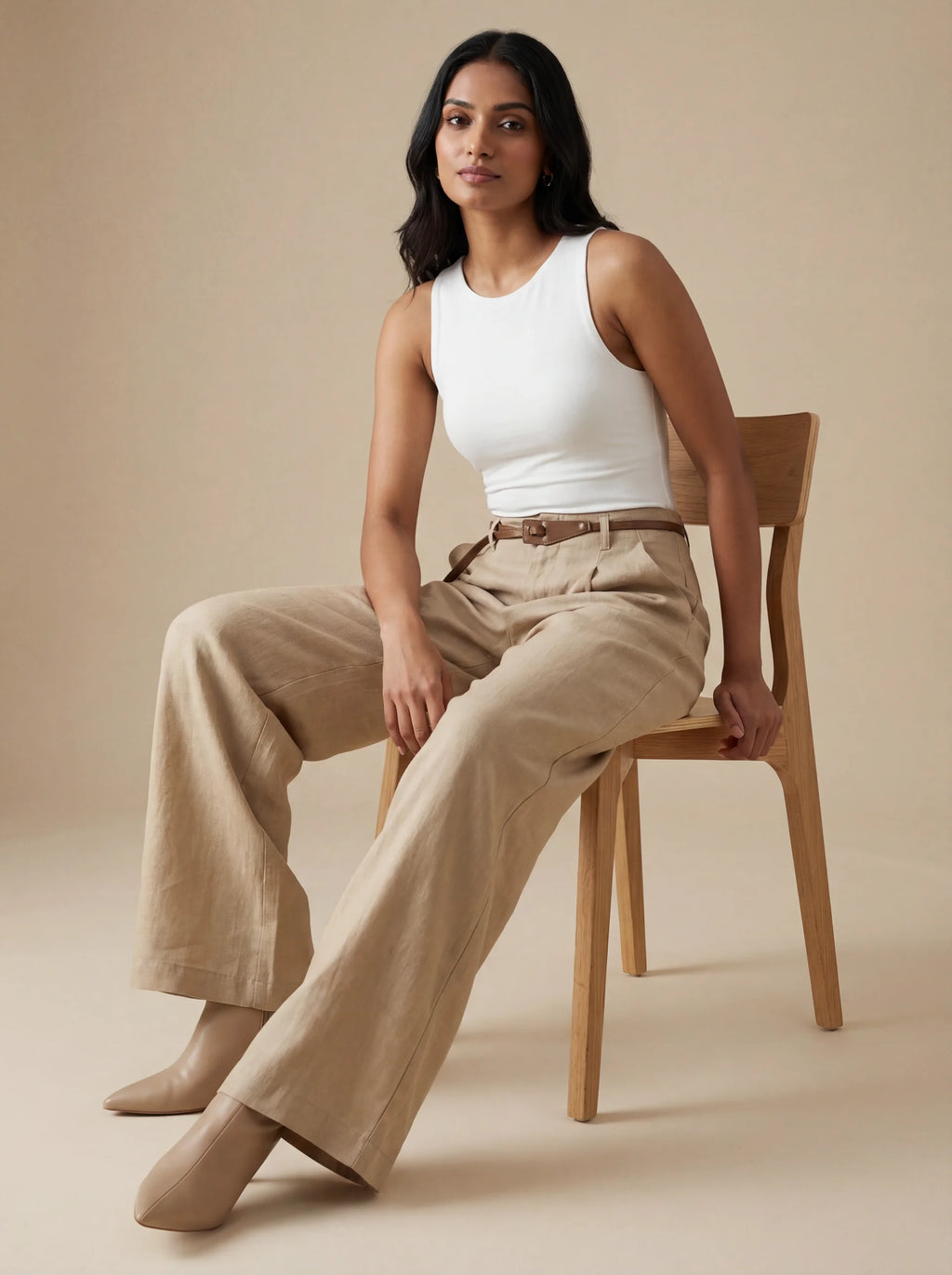 A Old Money Hemp Flow Pants with Korean Belt