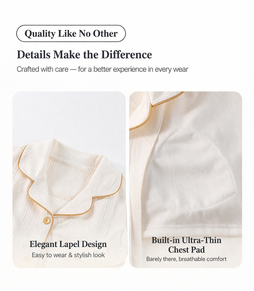 Built-in-Bra Cozy Bunny Pocket Cotton Nightsuit Set – Soft Full Sleeve Homewear (2-Piece Set)