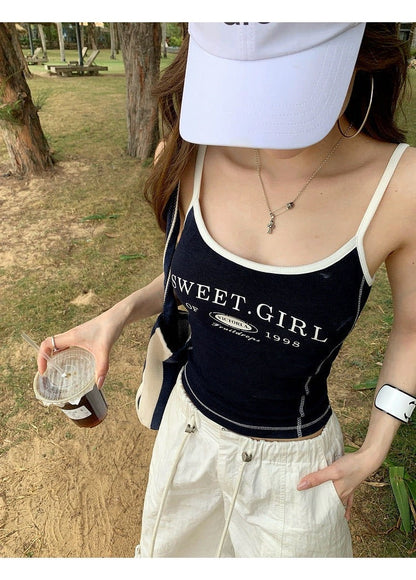 Retro Graphic Built-In Bra Tank Top