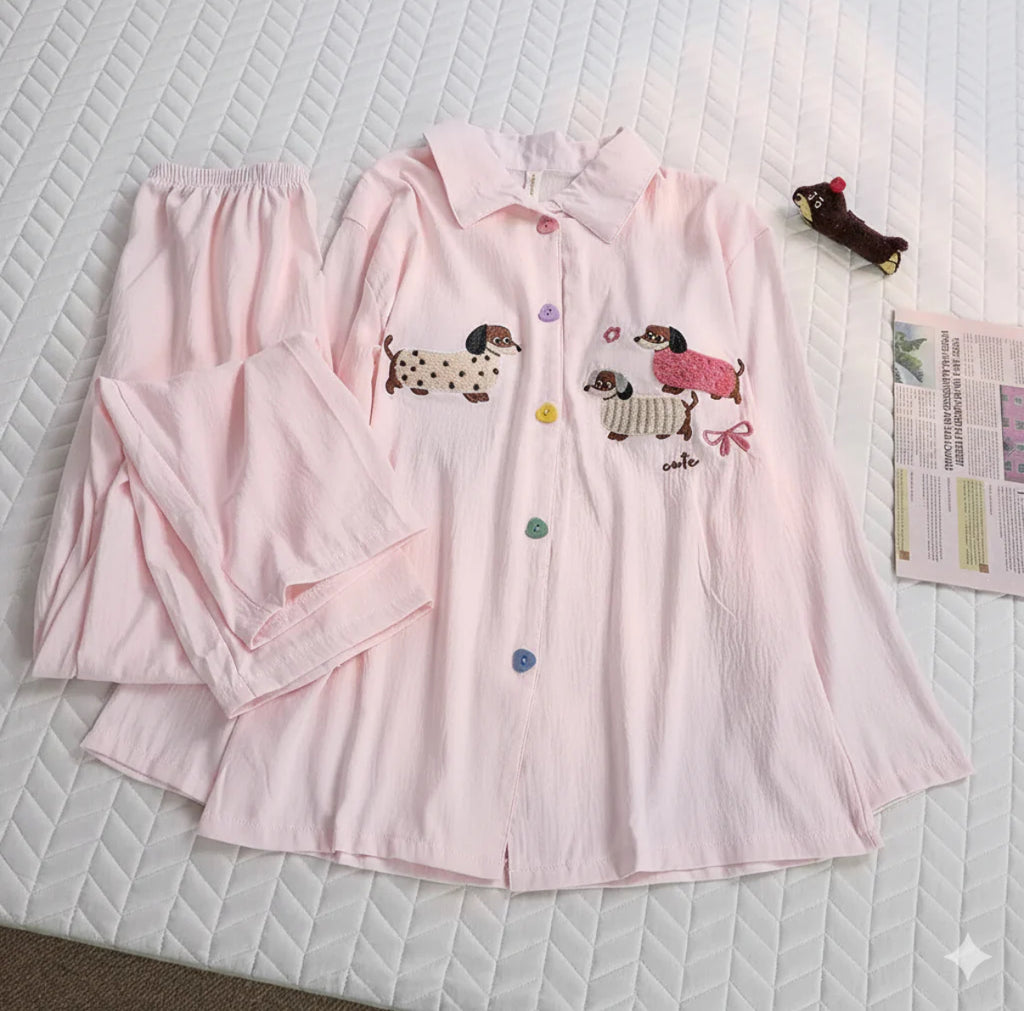 Blush Pup Padded Nightsuit Set