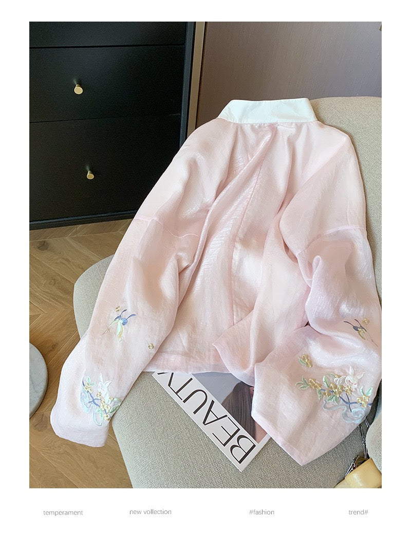 Korean-Inspired Handcrafted Embroidered Shirt
Rabbit Series • Elegant Collar • Statement Buttons