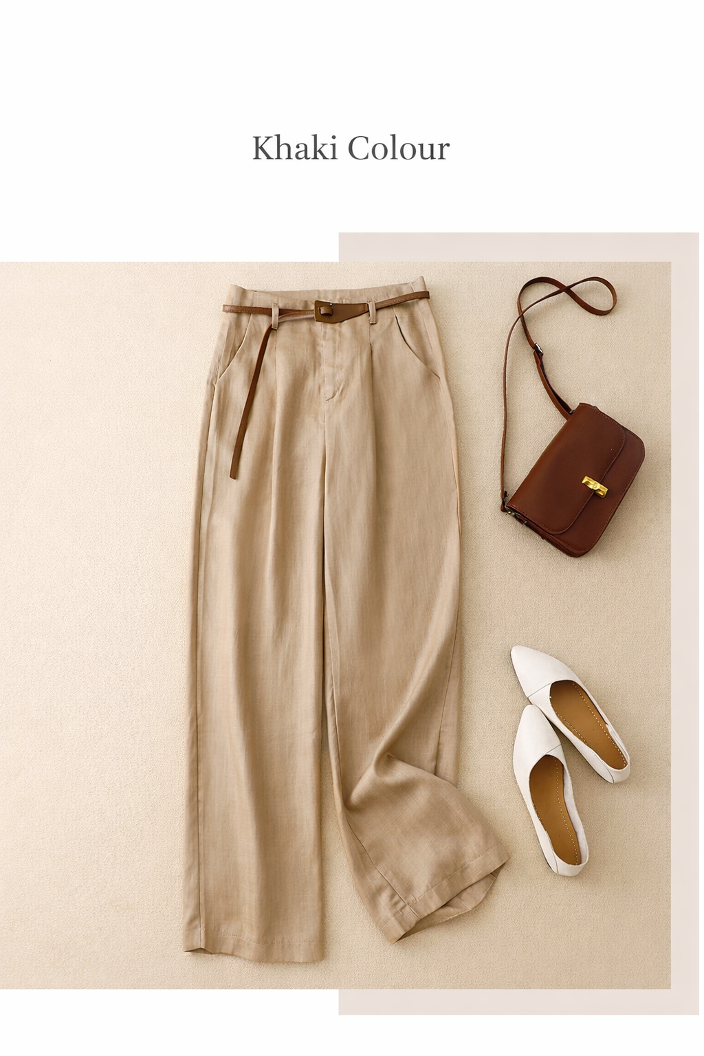 A Old Money Hemp Flow Pants with Korean Belt