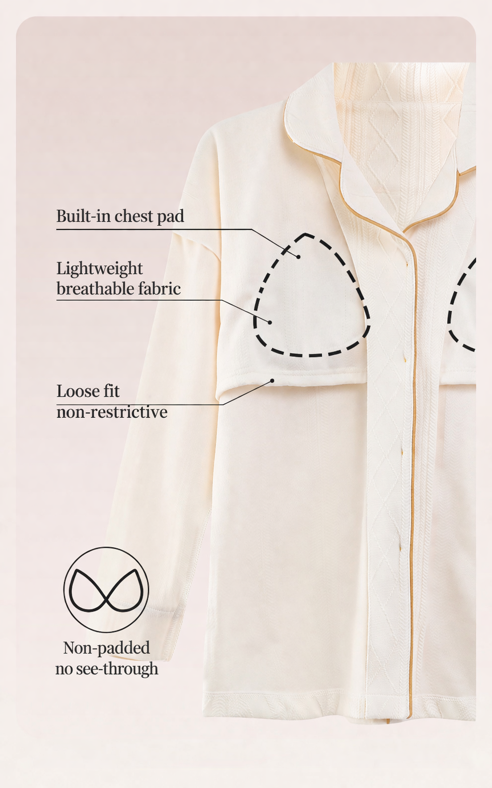 Built-in-Bra Cozy Bunny Pocket Cotton Nightsuit Set – Soft Full Sleeve Homewear (2-Piece Set)