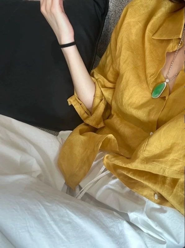 Mustard Yellow Pure French Linen Shirt