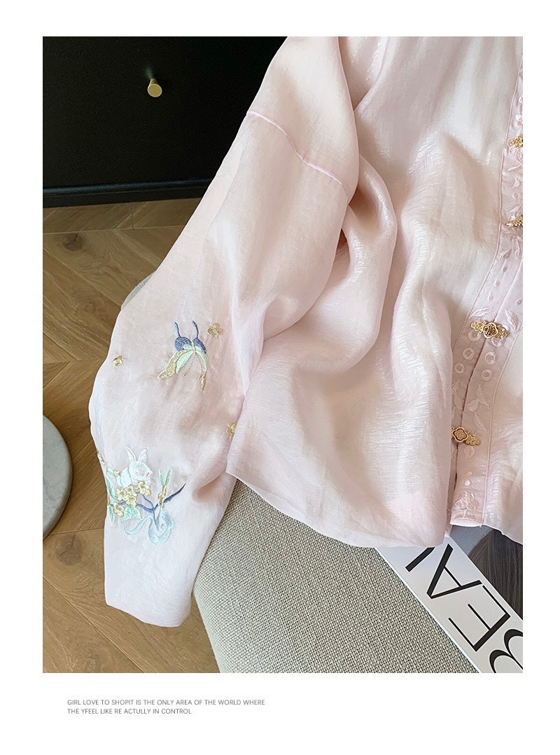 Korean-Inspired Handcrafted Embroidered Shirt
Rabbit Series • Elegant Collar • Statement Buttons