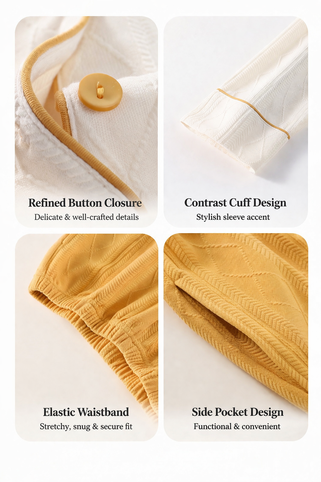 Built-in-Bra Cozy Bunny Pocket Cotton Nightsuit Set – Soft Full Sleeve Homewear (2-Piece Set)