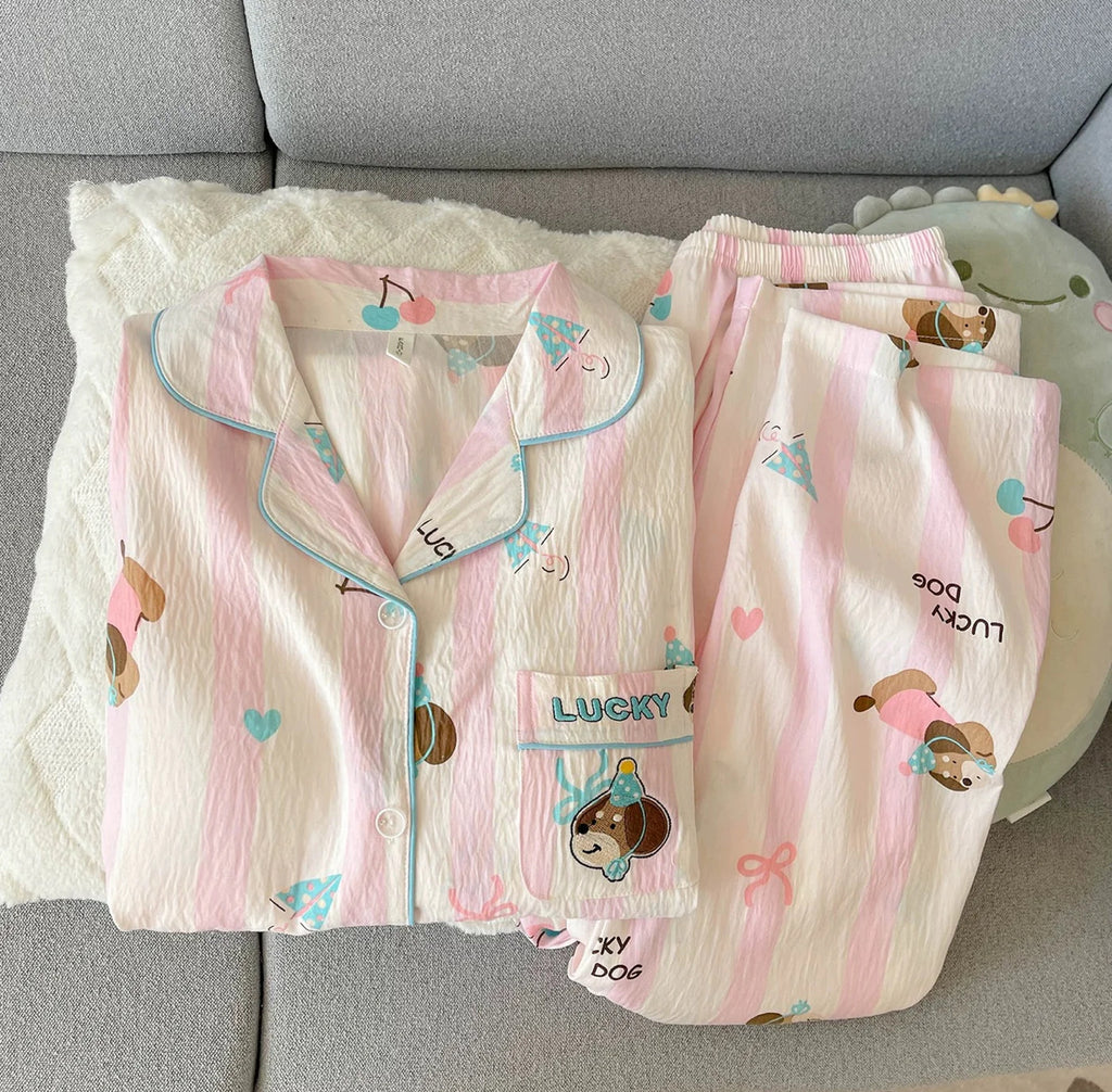 Built-in-Bra Tail Padded Nightsuit Set-Built -in-Bra