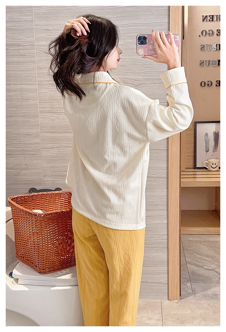 Built-in-Bra Cozy Bunny Pocket Cotton Nightsuit Set – Soft Full Sleeve Homewear (2-Piece Set)