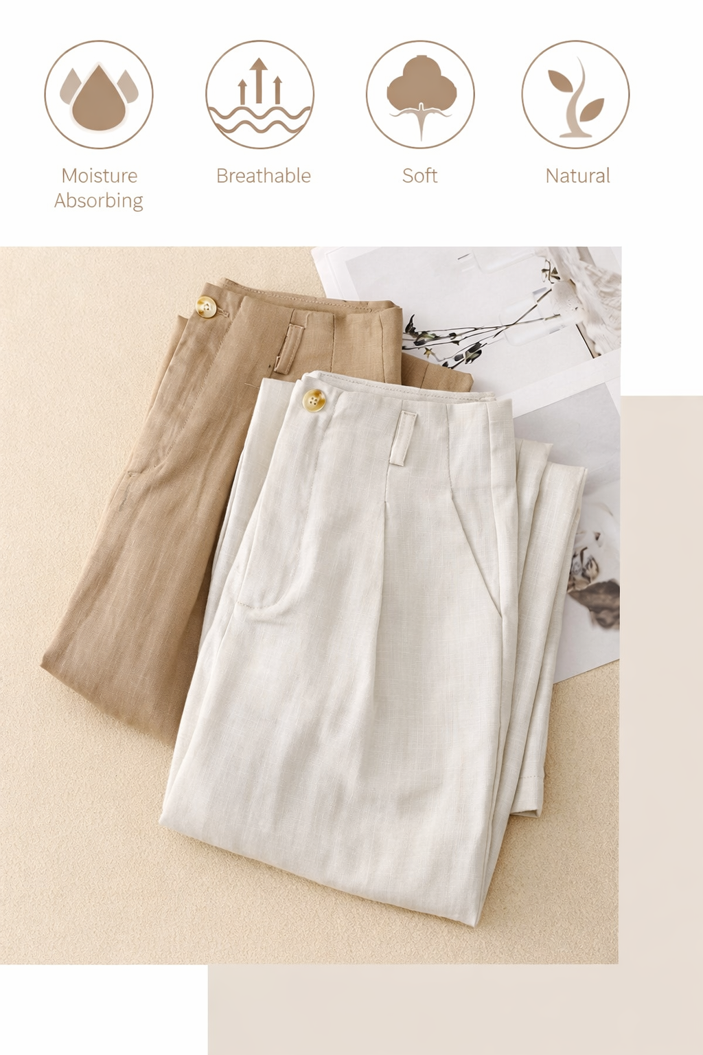 A Old Money Hemp Flow Pants with Korean Belt