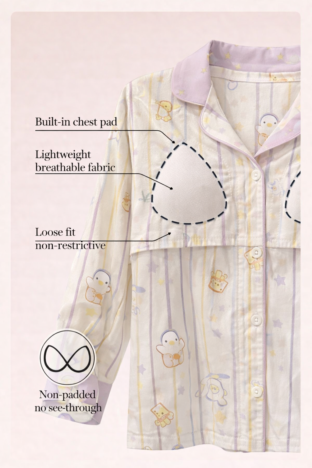 Built-in-Bra Quack & Roll Padded Nightsuit Set