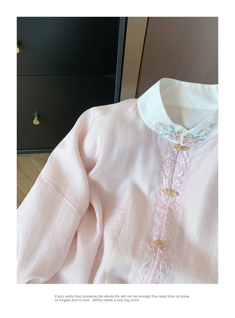 Korean-Inspired Handcrafted Embroidered Shirt
Rabbit Series • Elegant Collar • Statement Buttons