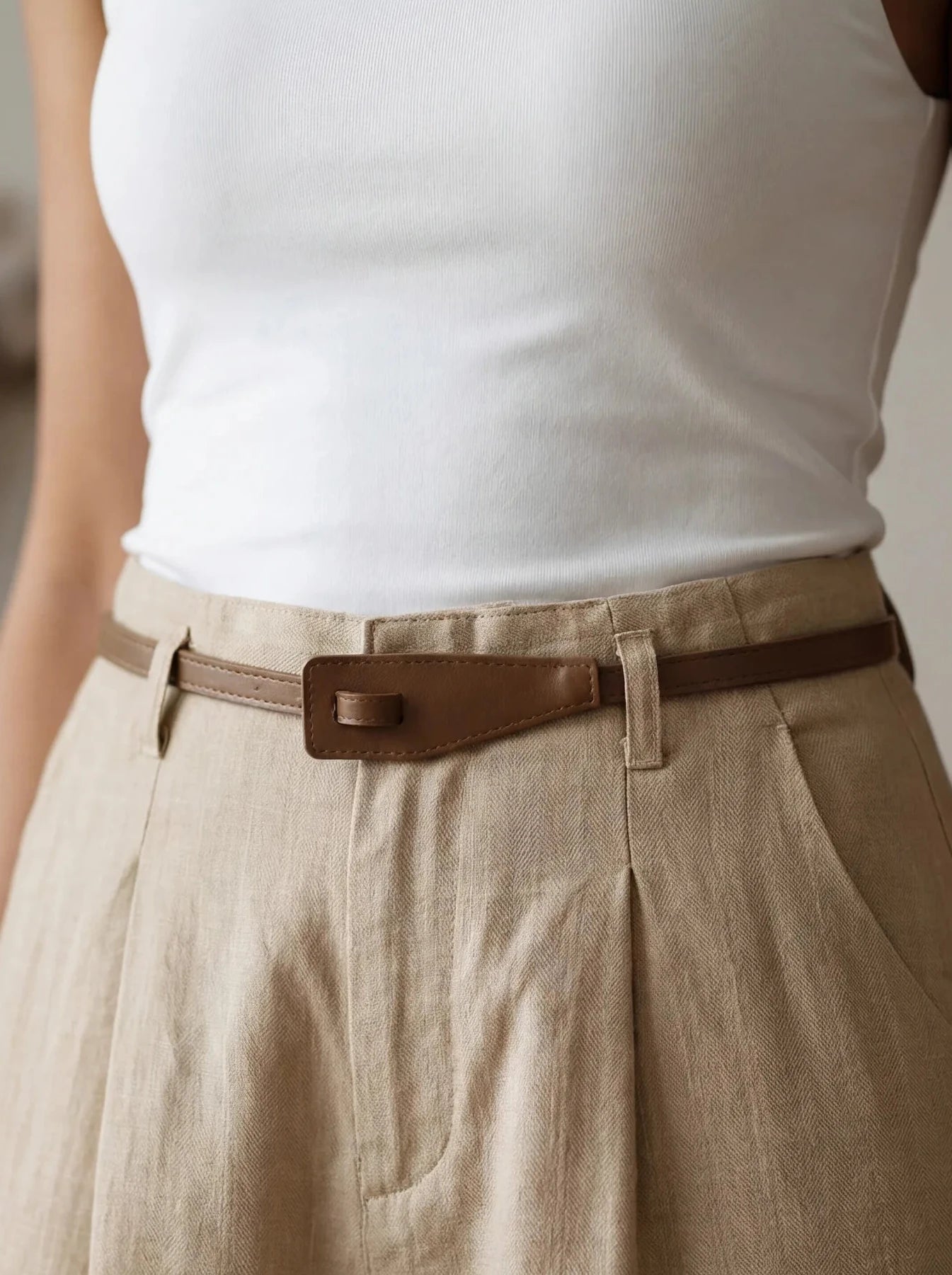 A Old Money Hemp Flow Pants with Korean Belt