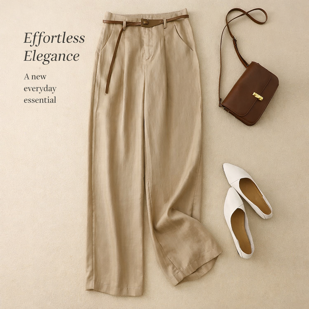 A Old Money Hemp Flow Pants with Korean Belt