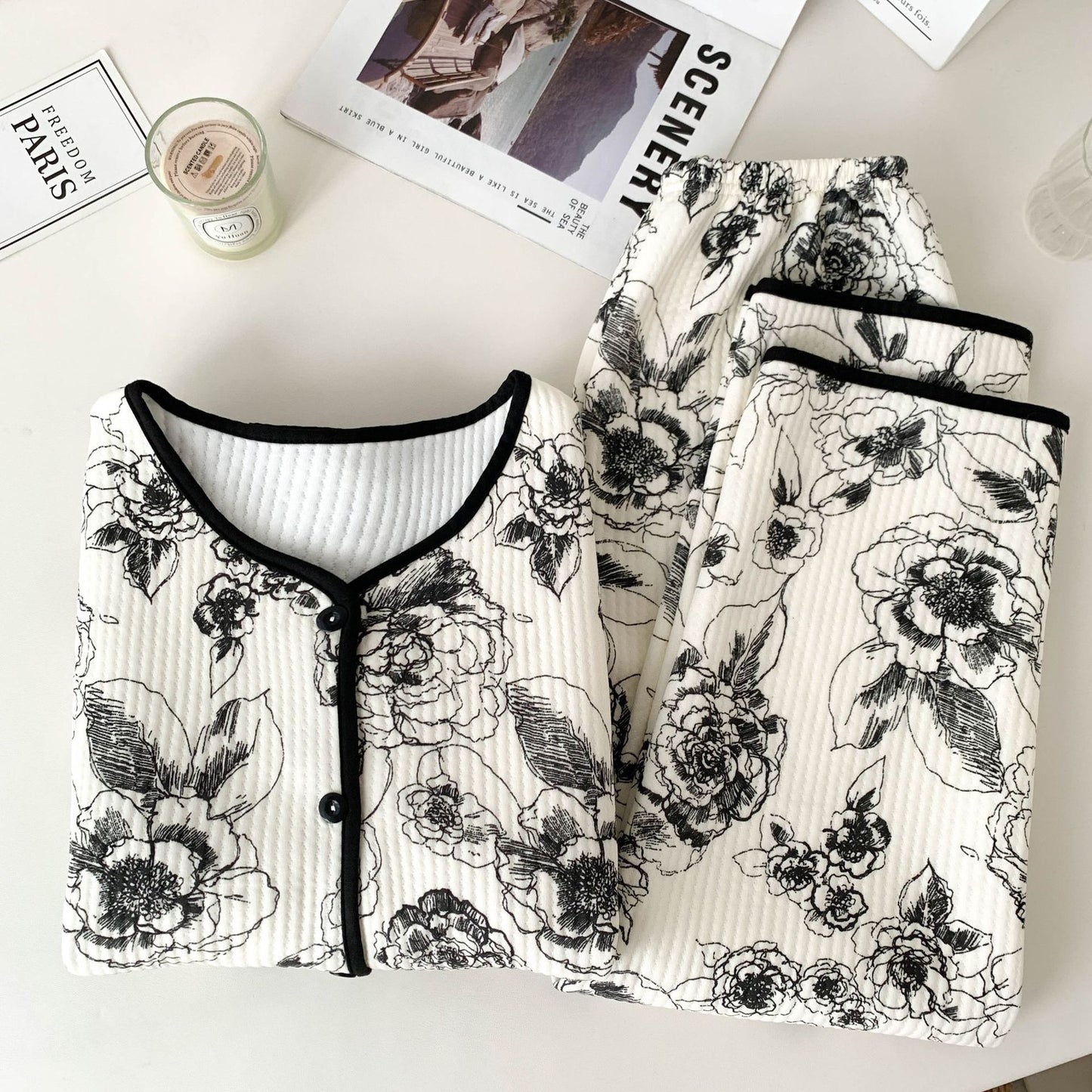 Korean Style Winter Collection Air Cotton Pajama Set – Soft, Warm & Stylish Homewear