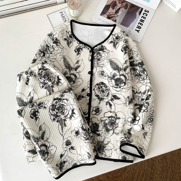 Korean Style Winter Collection Air Cotton Pajama Set – Soft, Warm & Stylish Homewear